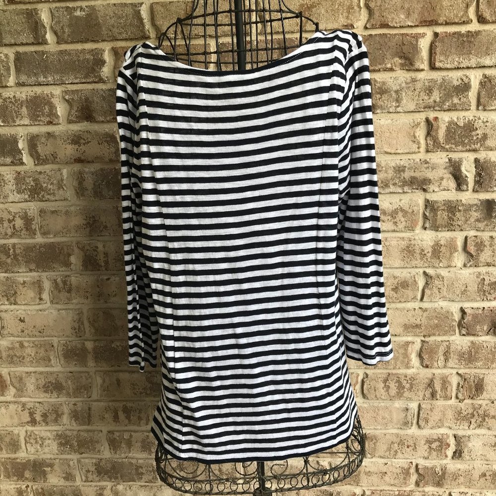 Crown & Ivy Curvy Long Sleeve Top Black White 0X - Picture 5 of 13
